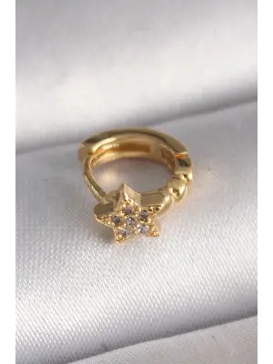 316L Çelik Gold Renk Zirkon Taşlı Yıldız Model Tragus Piercing