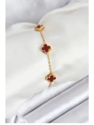 316L Çelik Gold Zincir Baby Boy Bordo Renk Bileklik