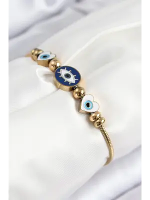 316L Çelik Göz Charm Model Gold Renk Kadın Bileklik