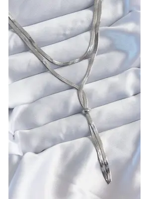  Gümüş  2li İtalyan Zincir Asansör Model  Çelik Kolye