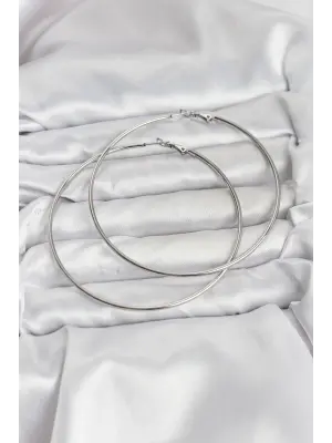 316L Çelik Gümüş Renk 75 mm Halka Küpe