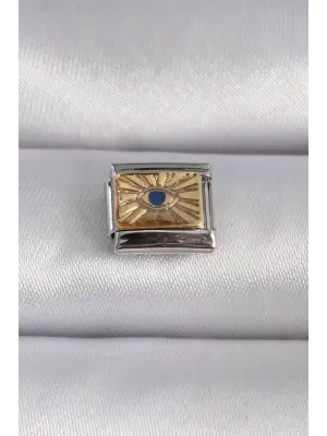 316L Çelik Gümüş Renk Altın Göz İşlemeli Nomination Charm