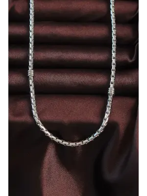 316L Çelik Gümüş Renk Arnavut Zinciri Tasarımlı Kolye