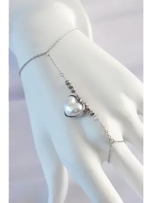 316L Çelik Gümüş Renk Beyaz Bubble Kalp Tasarımlı Şahmeran