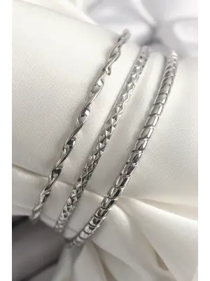 316L Çelik Gümüş Renk Burgu Ajada Model Kadın Bileklik