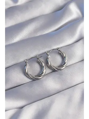   Gümüş Burgu Görünüm Oval Küpe