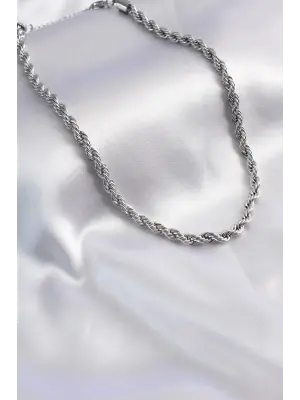 316L Çelik Gümüş Renk Burgu Model Kadın Kolye