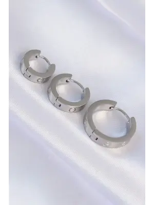   Gümüş Model 3lü Halka Küpe