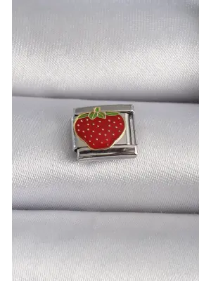 316L Çelik Gümüş Renk Çilek İşlemeli Nomination Charm