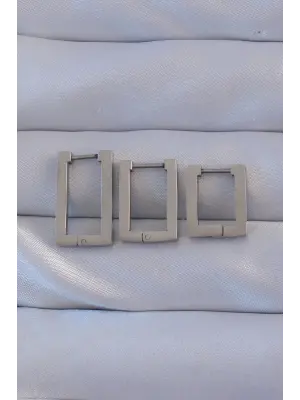   Gümüş Dikdörtgen Küpe Seti