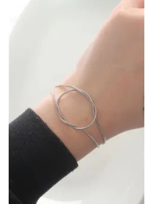 316L Çelik Gümüş Renk Düğüm Model Bileklik