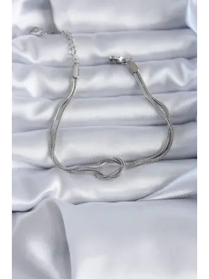 316L Çelik Gümüş Renk Düğüm Model Kadın Bileklik