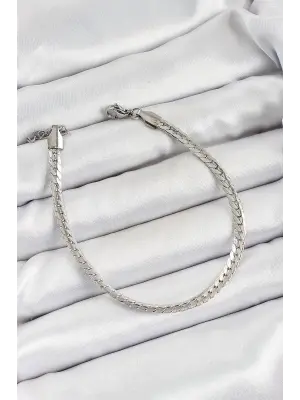 316L Çelik Gümüş Renk Ezme Zincir Erkek Bileklik