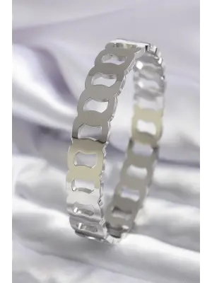 316L Çelik Gümüş Renk Geçme Halka Model Kadın Kelepçe