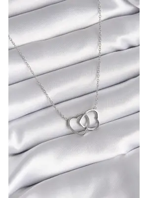  Gümüş  Geçmeli Kalp Model  Çelik Kolye