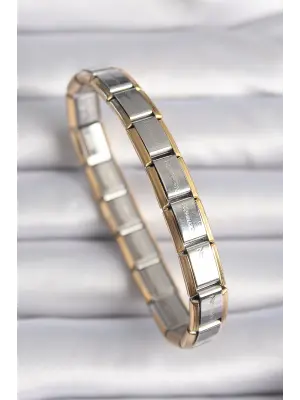 316L Çelik Gümüş Renk Gold Detay Yazılı Nomination Charm Bileklik