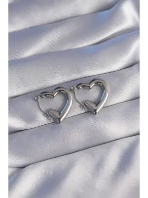   Gümüş İçi Boş Bubble Kalp Küpe