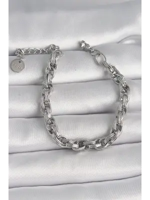 316L Çelik Gümüş Renk İnce Zincir Model Kadın Bileklik