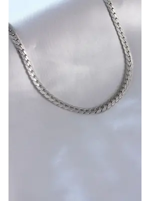 316L Çelik Gümüş Renk İşleme Detay Zincir Model Erkek Kolye