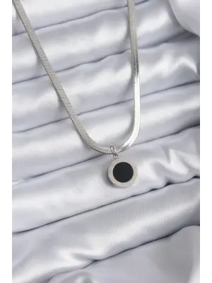  Gümüş  İtalyan Zincir Model İşleme Detay  Çelik Kolye