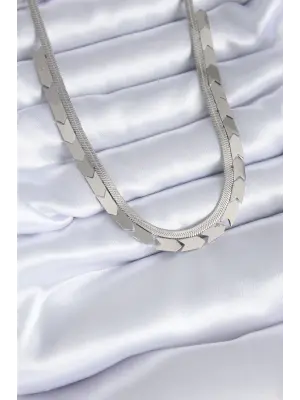  Gümüş  İtalyan Zincir Model  Çelik Kolye