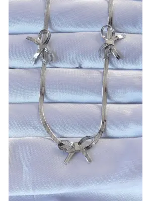  Gümüş  İtalyan Zincirli Fiyonk Çelik Kolye