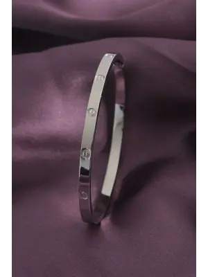 316L Çelik Gümüş Renk Kadın Kelepçe Bilezik