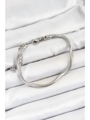 316L Çelik Gümüş Renk Kalın Yılan Zincir Erkek Bileklik