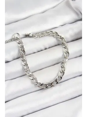 316L Çelik Gümüş Renk Kalın Zincir Erkek Bileklik