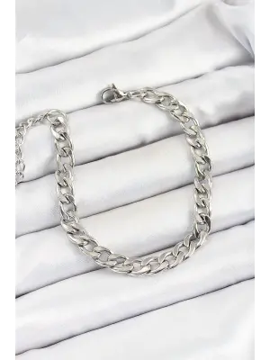 316L Çelik Gümüş Renk Kalın Zincir Erkek Bileklik
