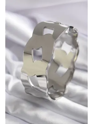 316L Çelik Gümüş Renk Kalın Zincir Model Kadın Kelepçe