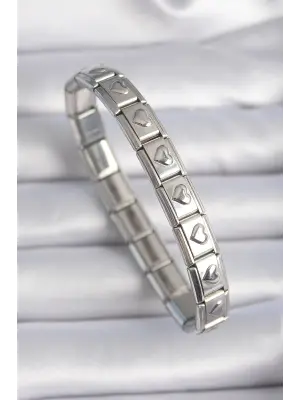 316L Çelik Gümüş Renk Kalp İşleme Nomination Charm Bileklik