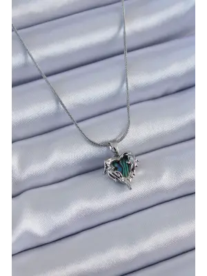 316L Çelik Gümüş Renk Kalp Model Kadın Kolye