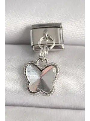 316L Çelik Gümüş Renk Kelebek Model Nomination Charm