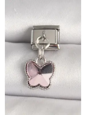 316L Çelik Gümüş Renk Kelebek Model Nomination Charm