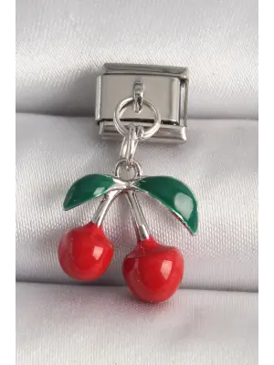 316L Çelik Gümüş Renk Kiraz Model Nomination Charm