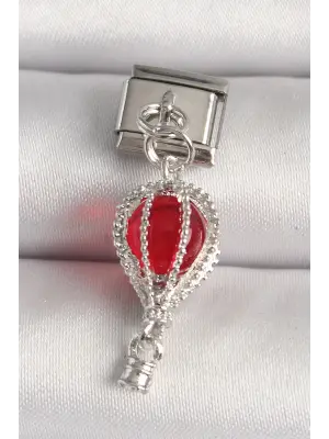316L Çelik Gümüş Renk Kırmızı Balon Model Nomination Charm