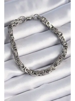 316L Çelik Gümüş Renk Kral Zincir Model Erkek Bileklik