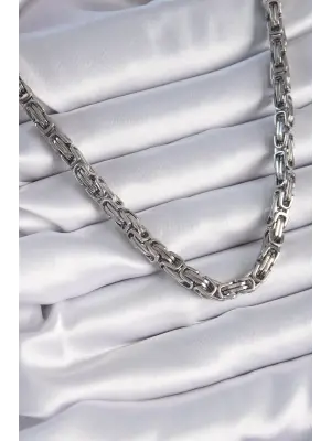  Gümüş  Kral Zincir Model Erkek Çelik Kolye