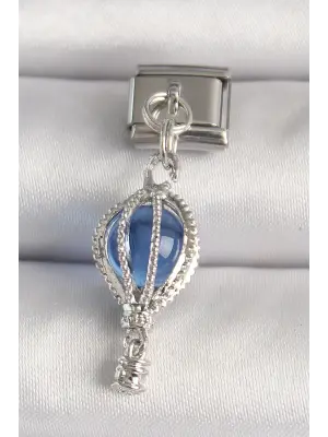 316L Çelik Gümüş Renk Mavi Balon Model Nomination Charm