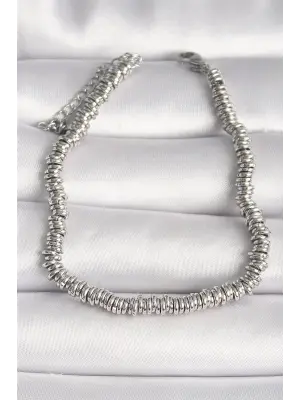 316L Çelik Gümüş Renk Minimal Çoklu Halka Model Kadın Bileklik