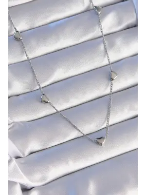  Gümüş  Minimal Kalp Model Çelik Kolye