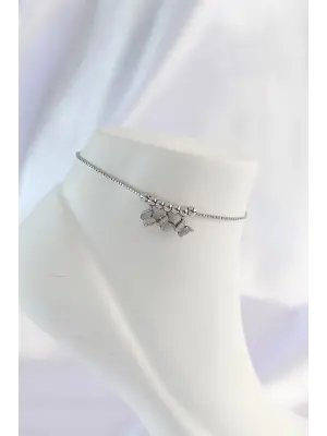 316L Çelik Gümüş Renk Minimal Kelebek Tasarımlı Halhal