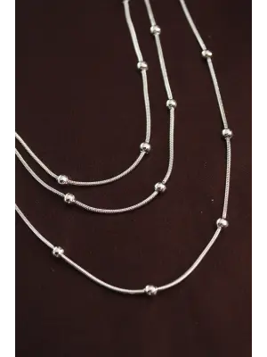 316L Çelik Gümüş Renk Minimal Topçuk Model Çoklu Kolye