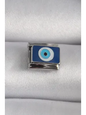 316L Çelik Gümüş Renk Nazar Boncuk Model Nomination Charm