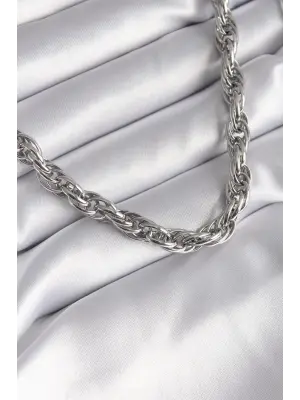  Gümüş  Örme Burgu Zincir Model  Çelik Kolye