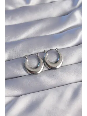   Gümüş Oval Ayna Model Küpe