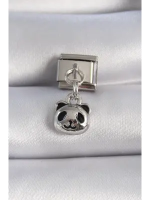 316L Çelik Gümüş Renk Panda Figür Nomination Charm