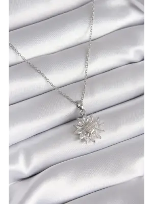  Gümüş  Papatya Model  Çelik Kolye