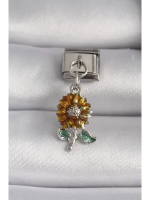 316L Çelik Gümüş Renk Papatya Model Nomination Charm